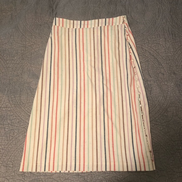 Madewell button slit midi skirt flecked stripe - Picture 2 of 3